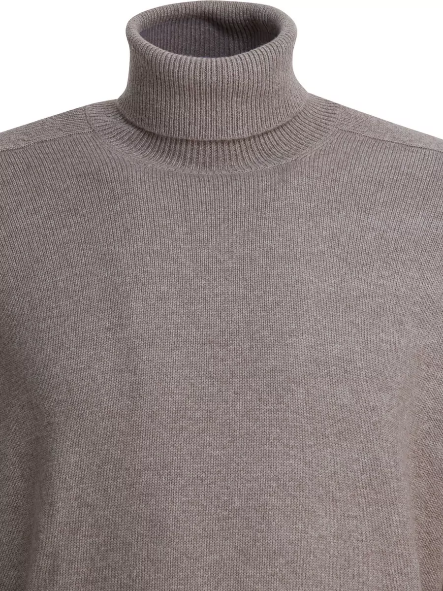 Brunello Cucinelli Turtleneck Long Sleeve Knitwear With Ribbed Cuffs And Hem