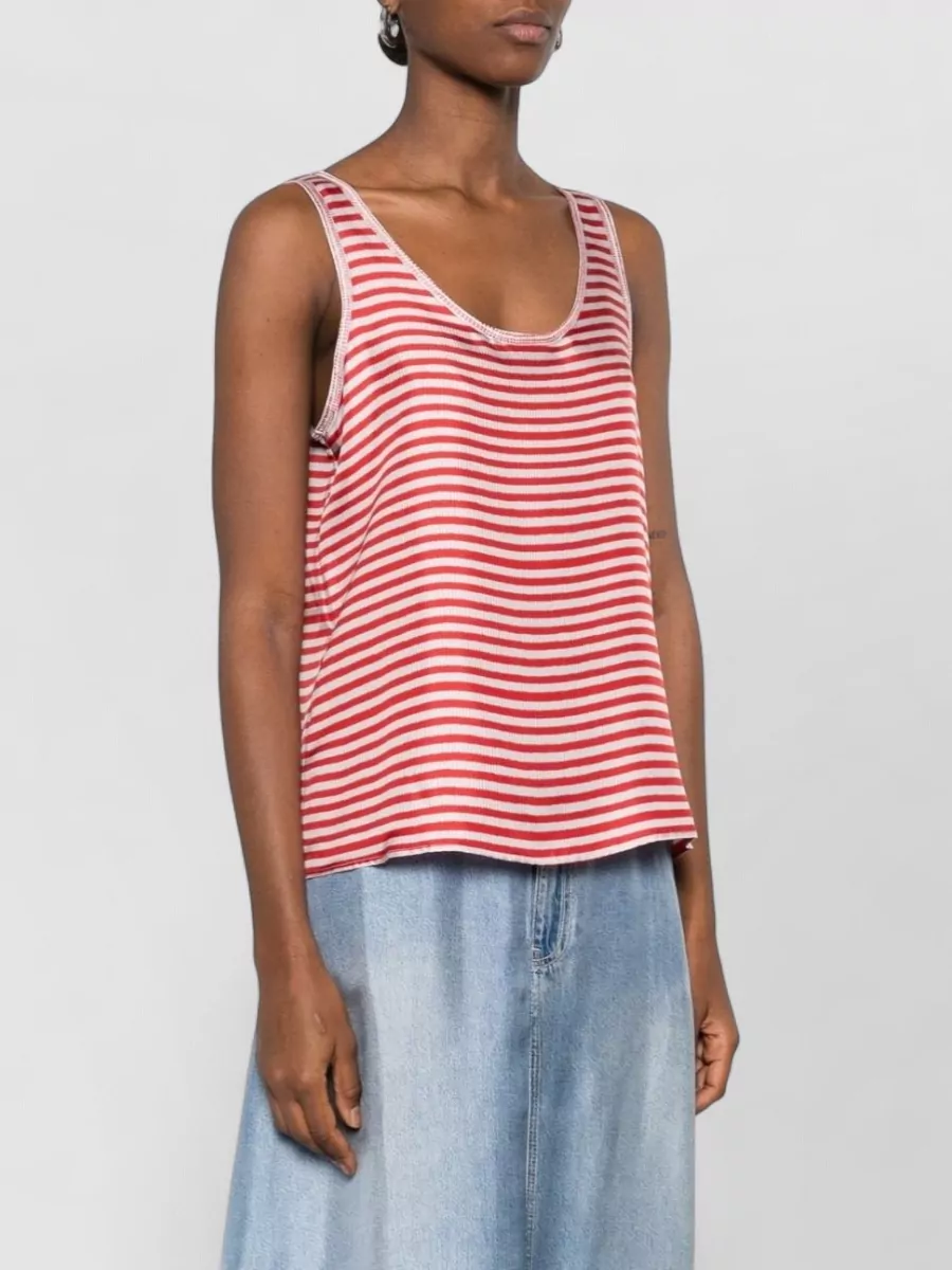 Pierre Louise Mascia Striped Silk Sleeveless Top