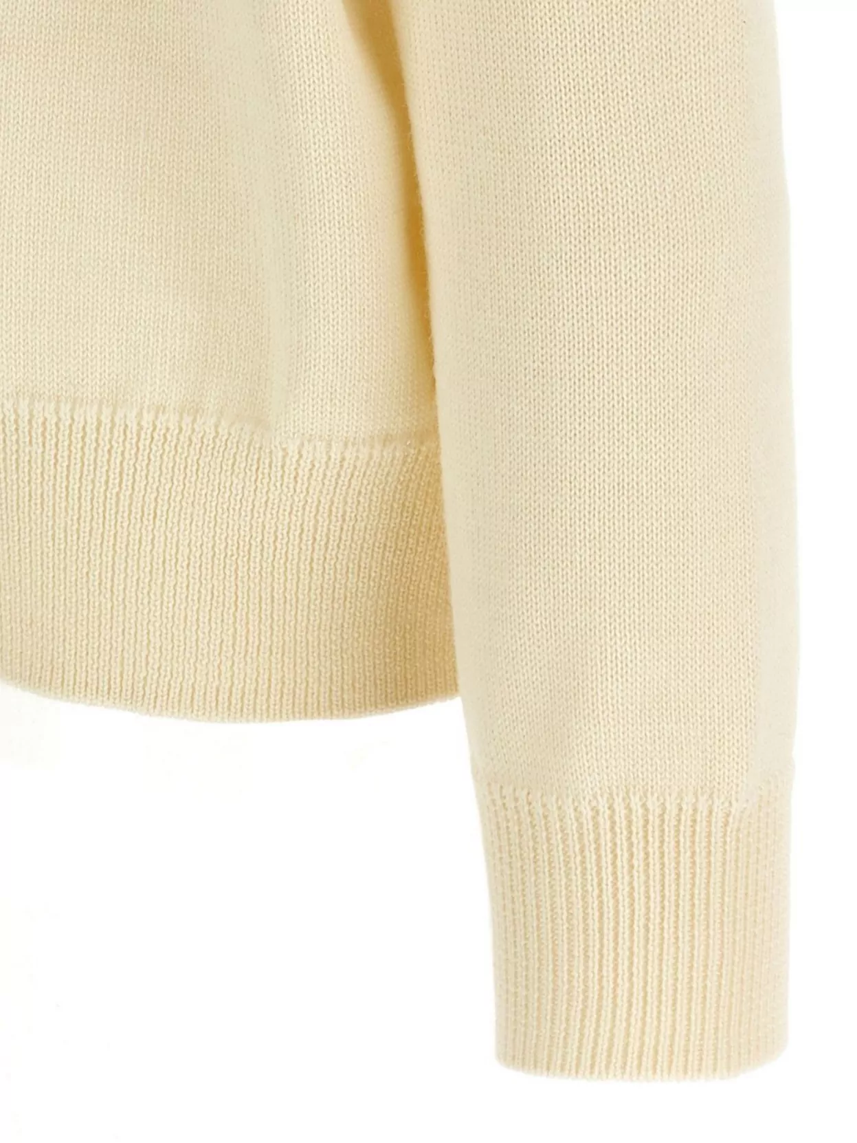Jil Sander Crew Neck Wool Sweater With Textured Knit In Yellow