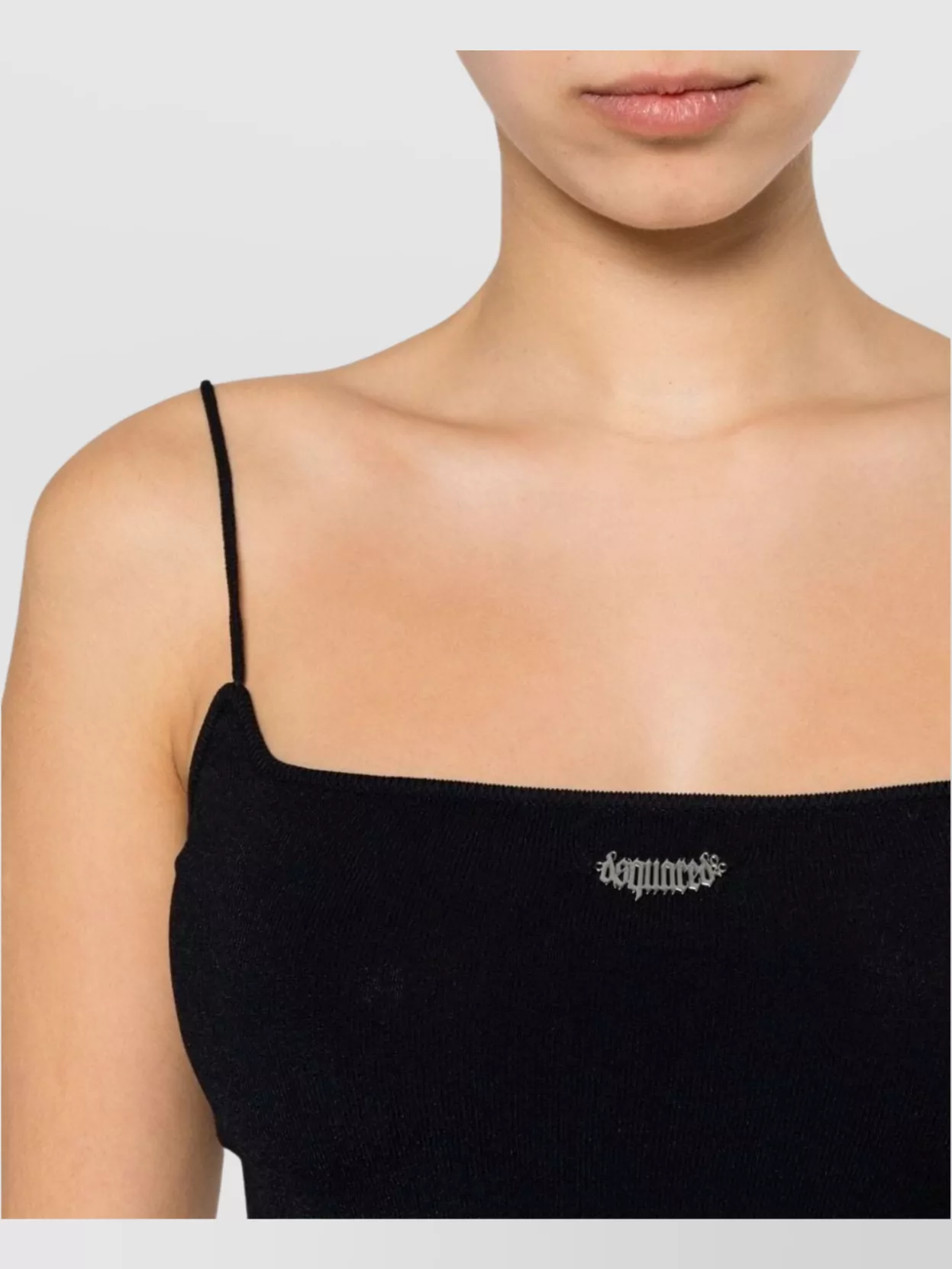 Dsquared2 Logo Square Neck Cropped Knit Top