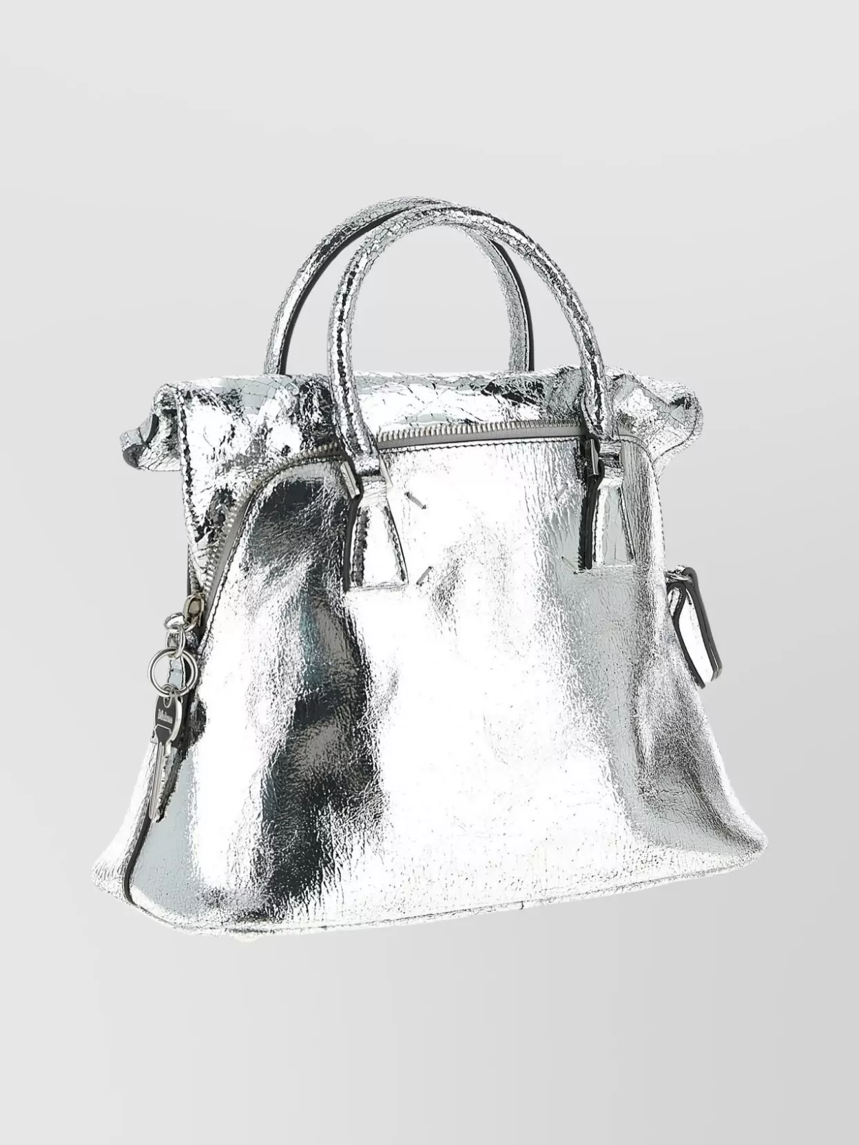 Maison Margiela Mini Handbag With Structured Top Handle In Silver