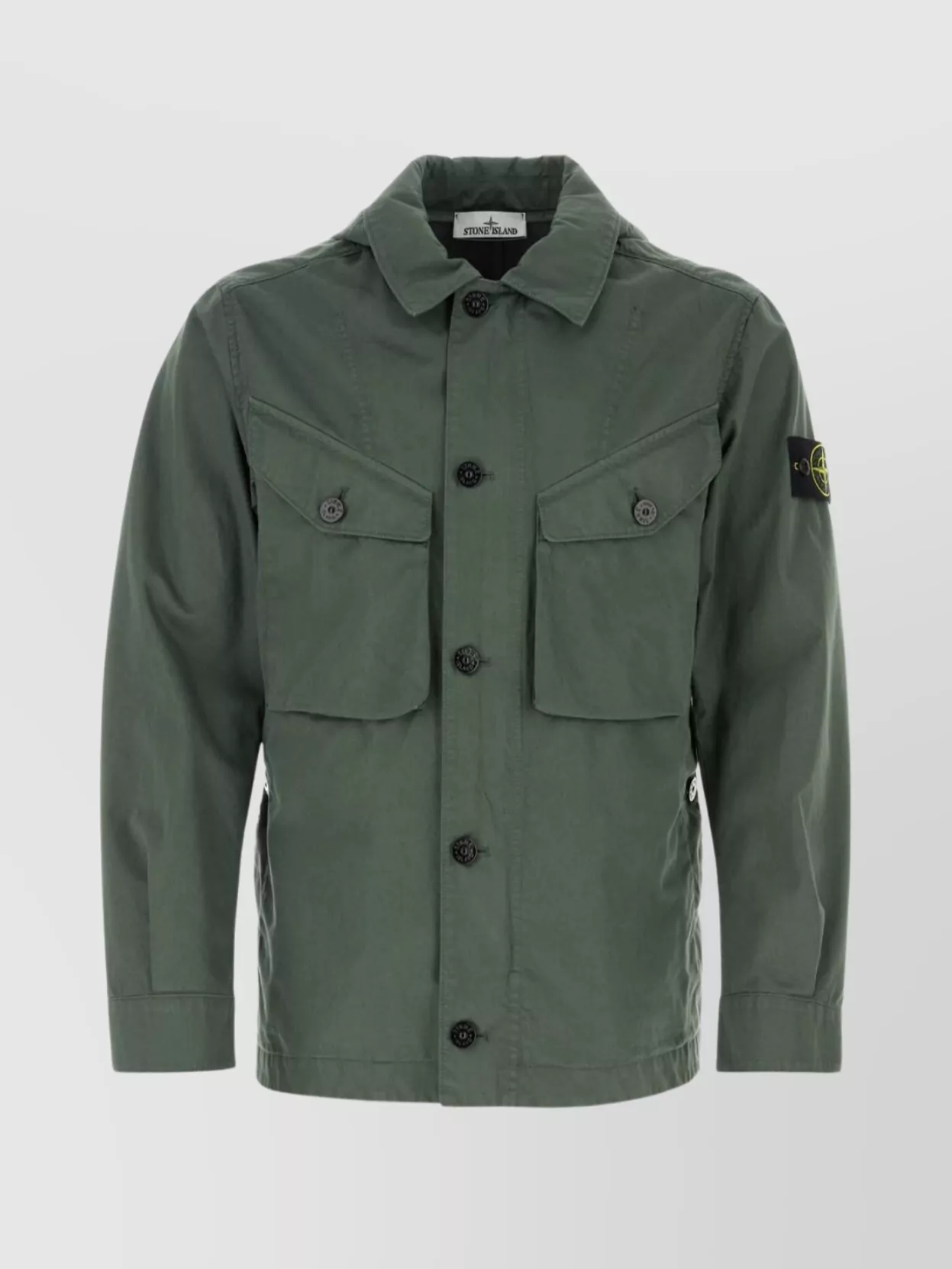 Stone Island Compass-badge Cotton Jacket In Green