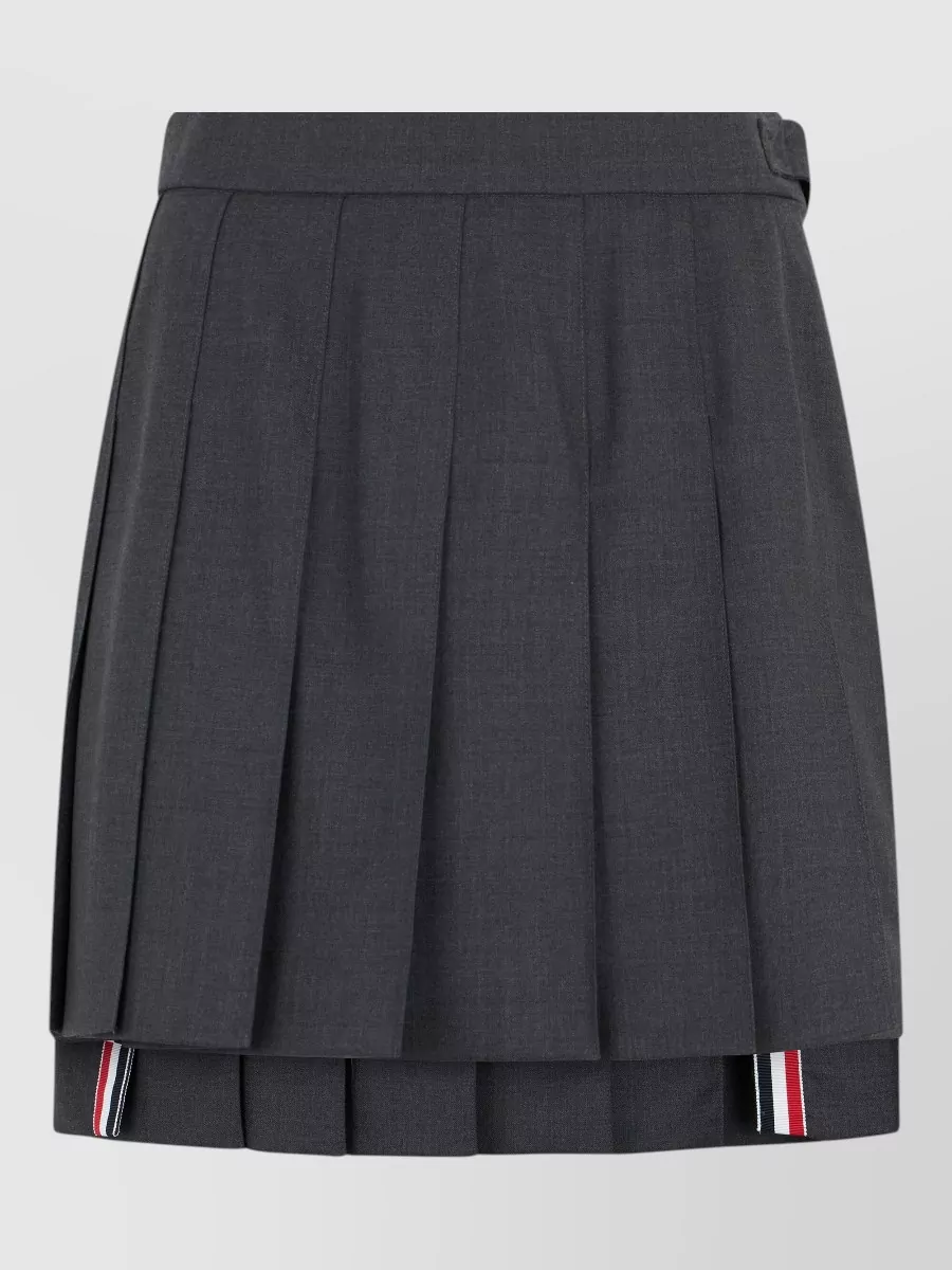 Thom Browne Wool Asymmetric Pleated Mini Skirt