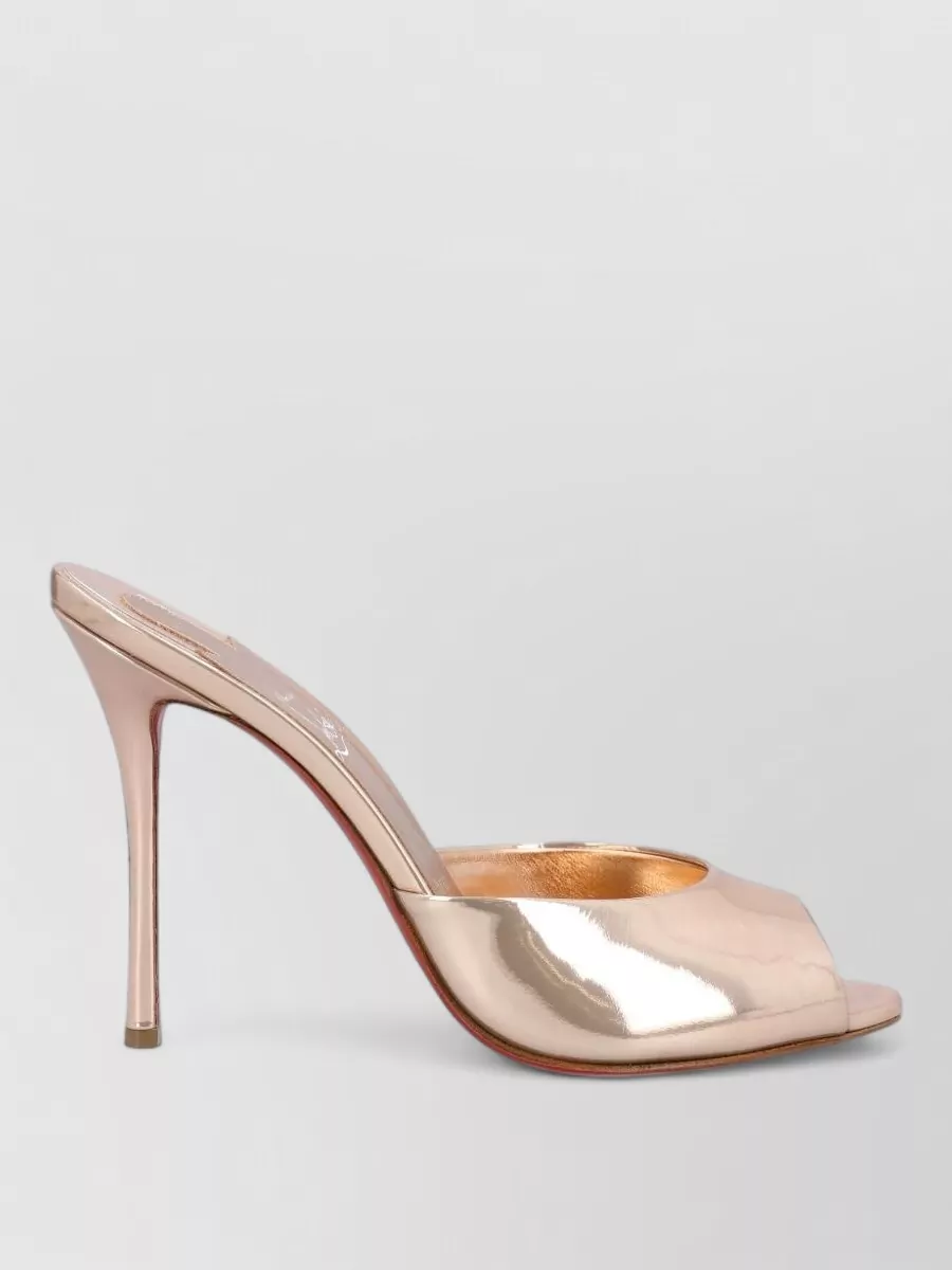 Christian Louboutin Leather Peep-Toe Stiletto-Heel Mules