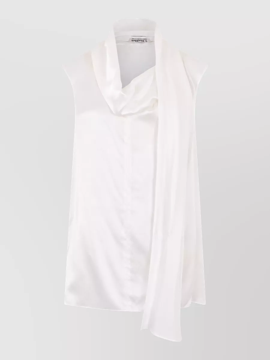 S Max Mara silk sleeveless draped blouse