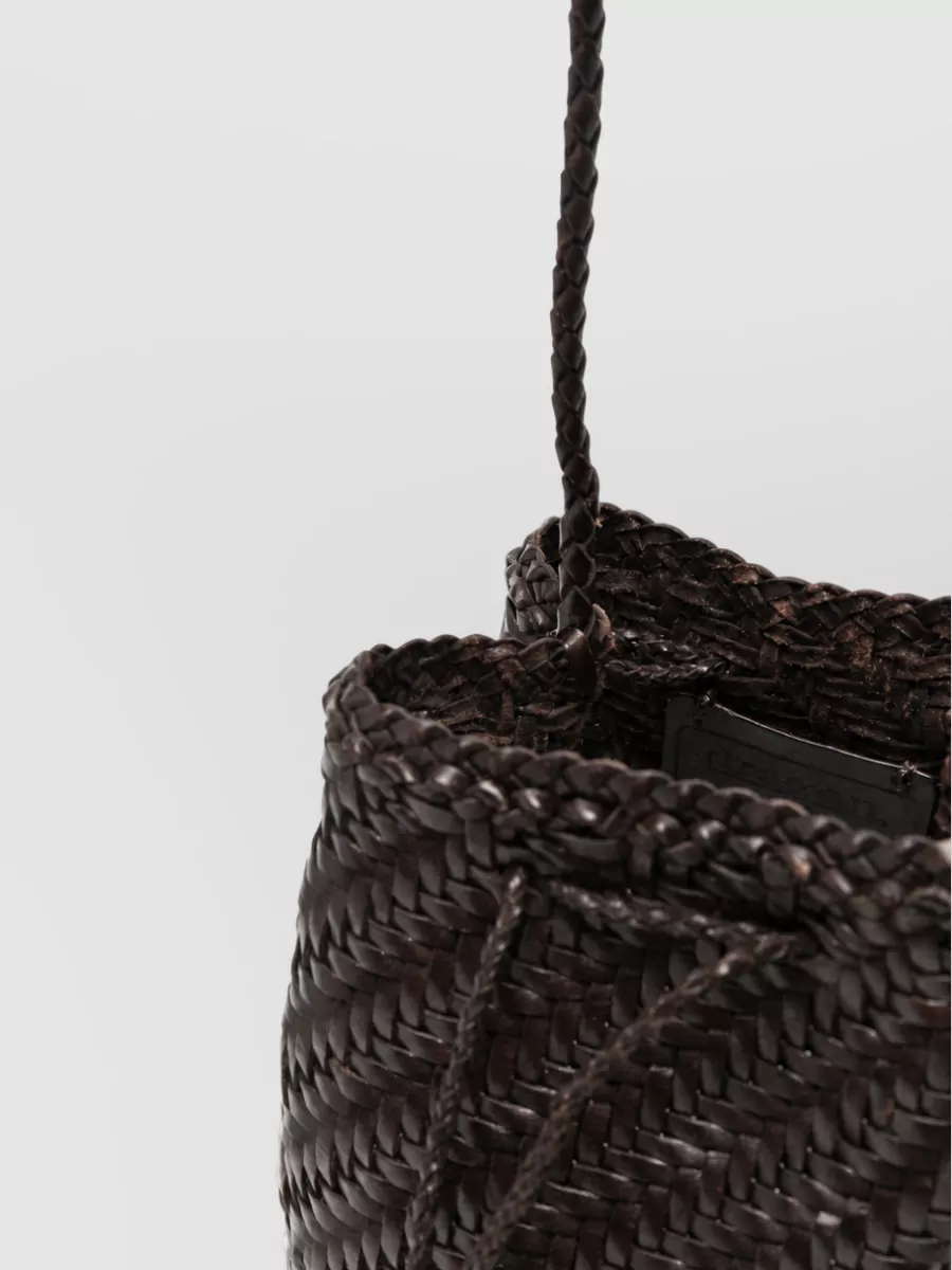 Dragon Diffusion Na Calf Leather Woven Drawstring Bucket Bag