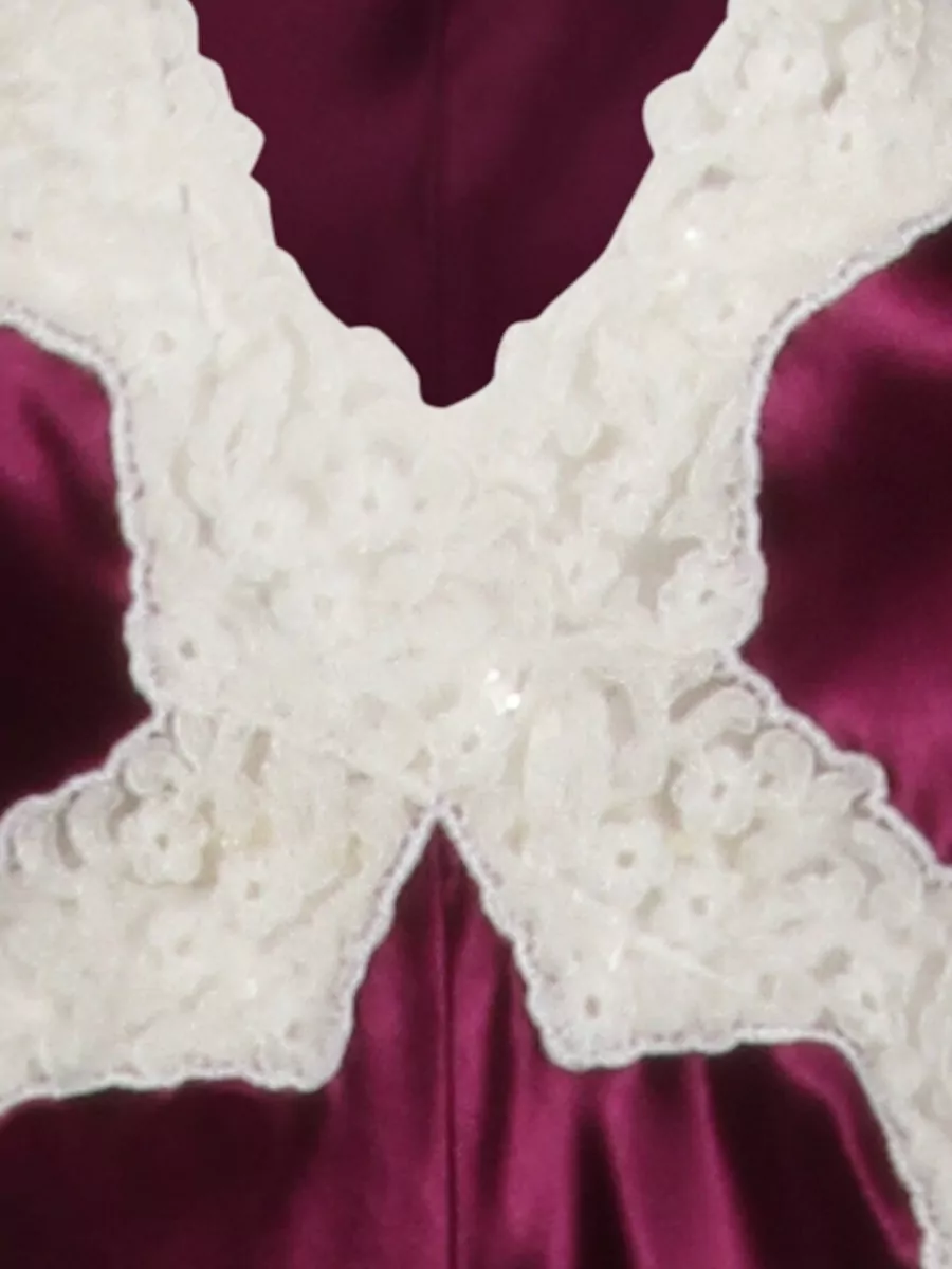 Alberta Ferretti Cap Sleeves Satin Lace Floor Length Dress