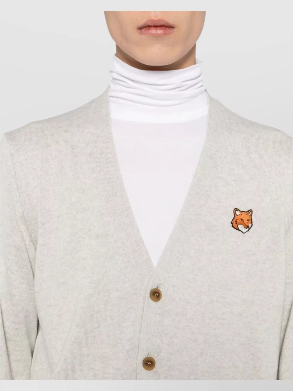 Maison Kitsuné Merino Cardigan With Fox Head Design
