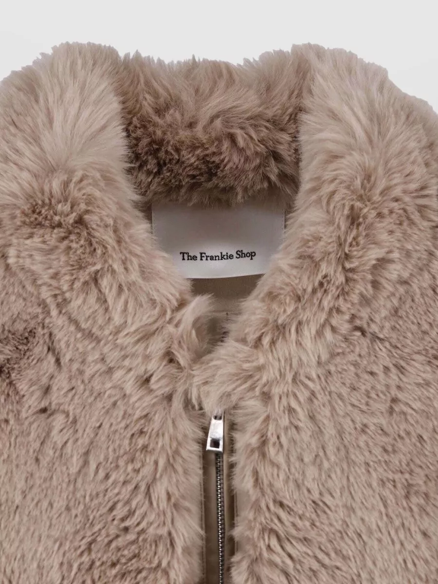 The Frankie Shop Faux Fur Collarless Jacket
