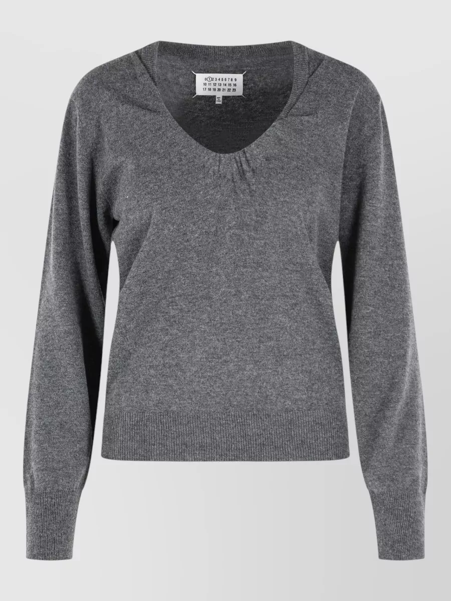 Maison Margiela Virgin Wool Gathered V-Neck Sweater