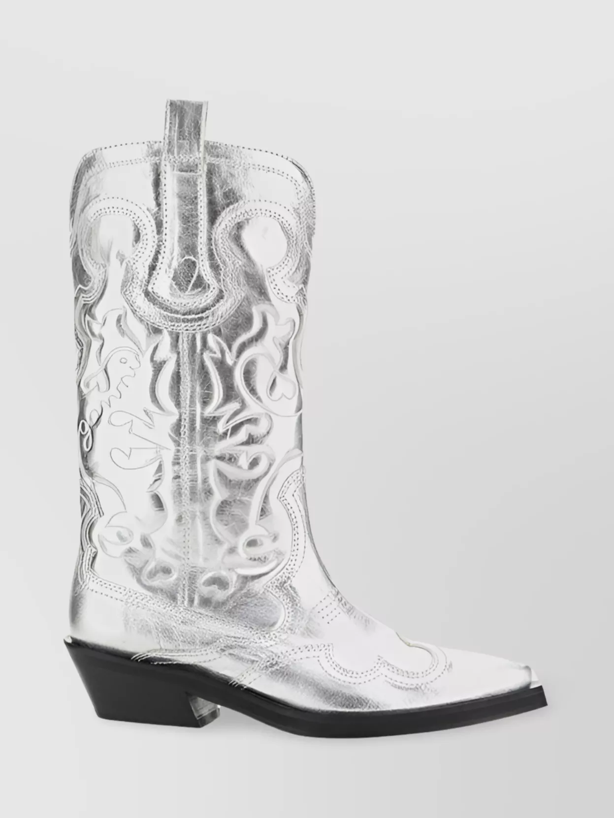 Shop Ganni Texan Style Leather Boots
