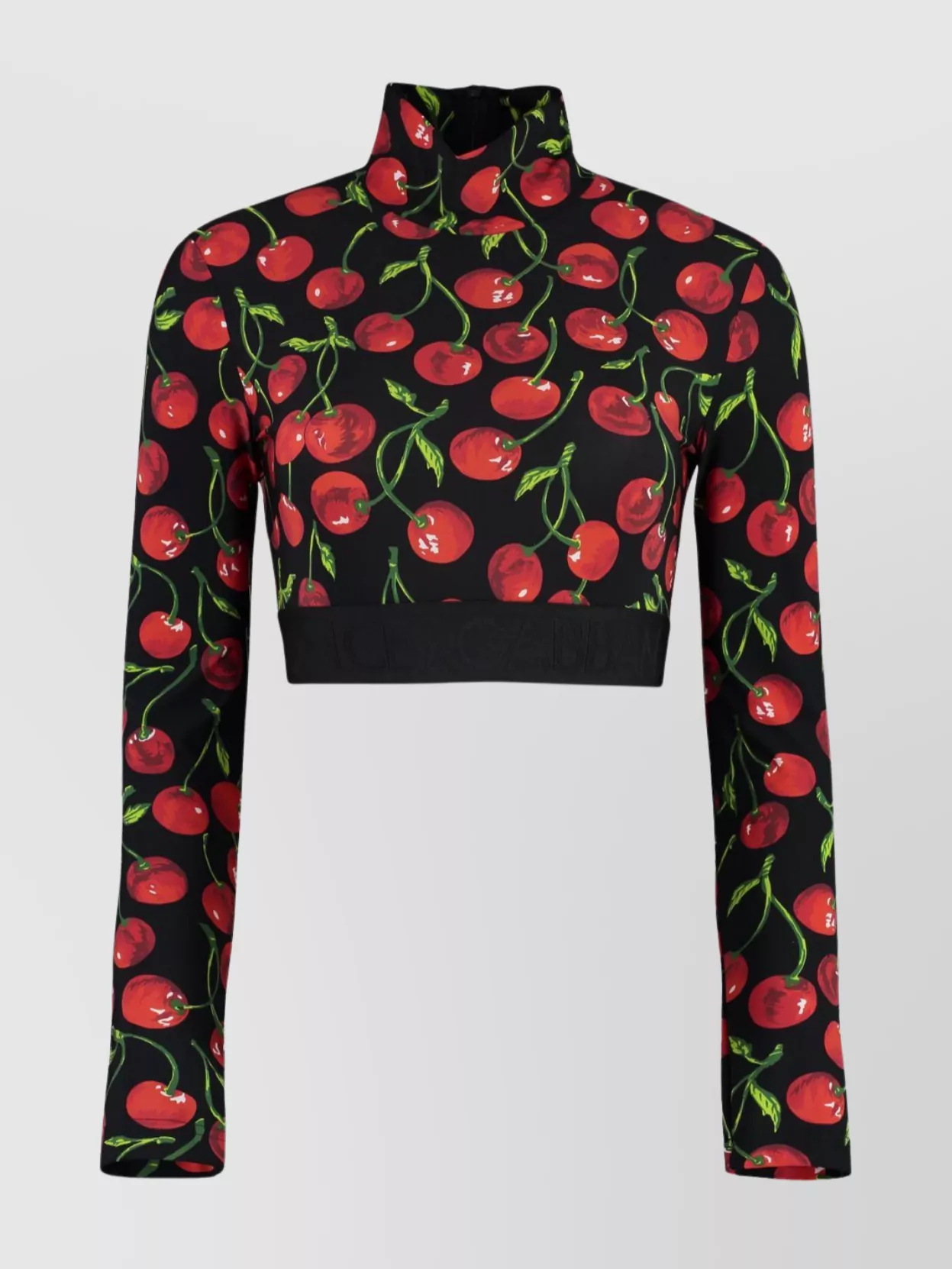 Dolce & Gabbana Cherry-print Long-sleeve Crop Top