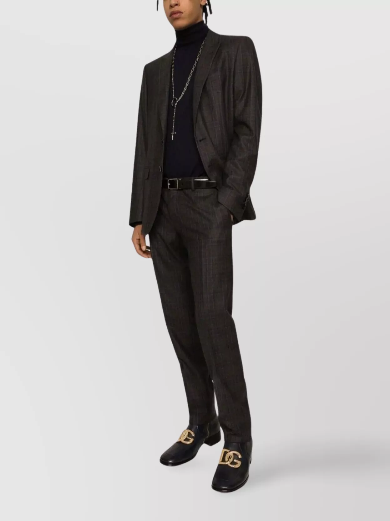 Dolce & Gabbana Tailored Woolen Trousers Check Pattern In Brown
