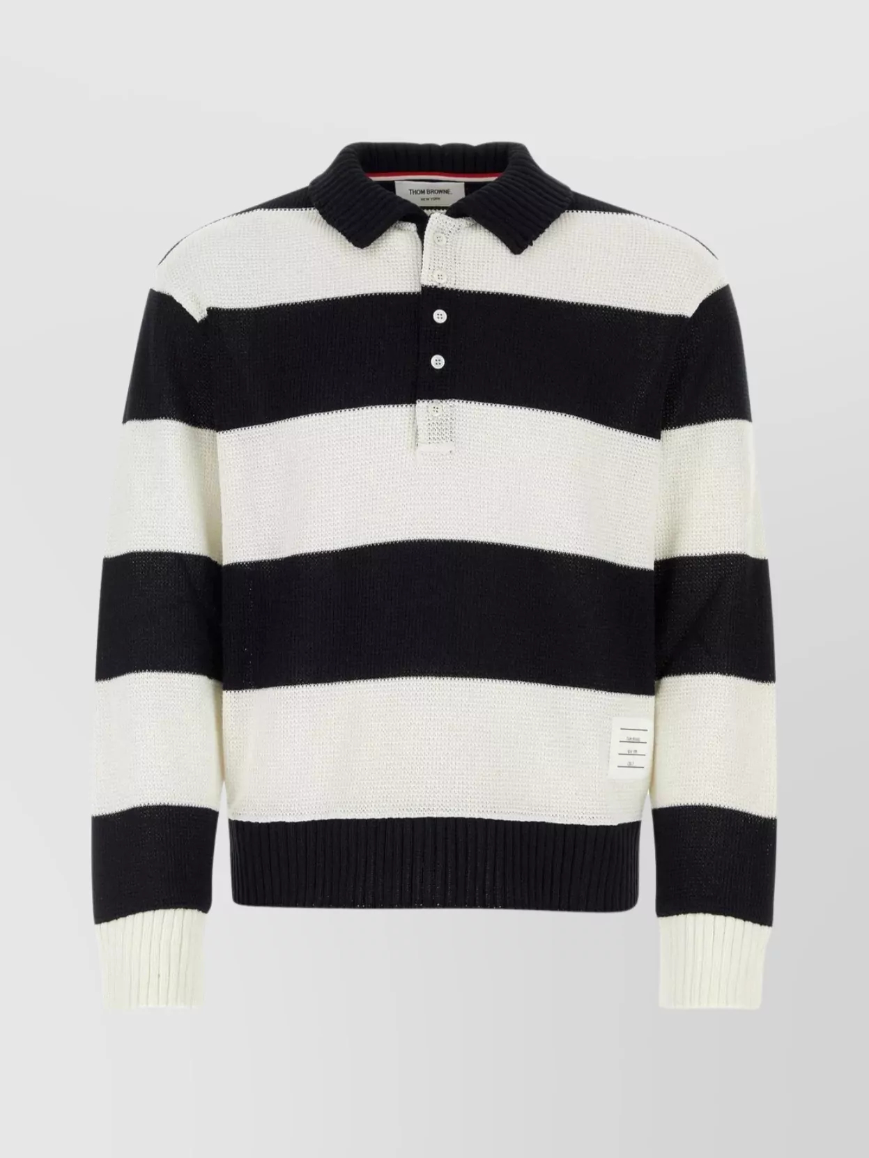 Shop Thom Browne Embroidered Striped Cotton Polo