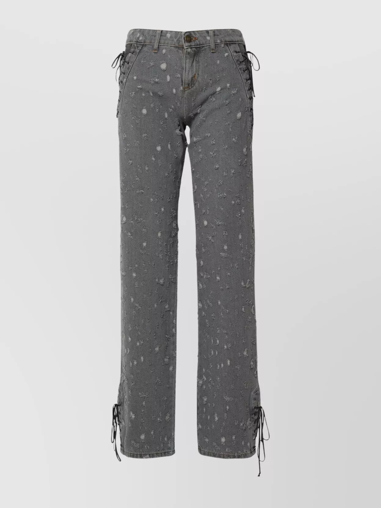 Shop Chiara Ferragni Cotton Jeans Distressed Drawstring Hems