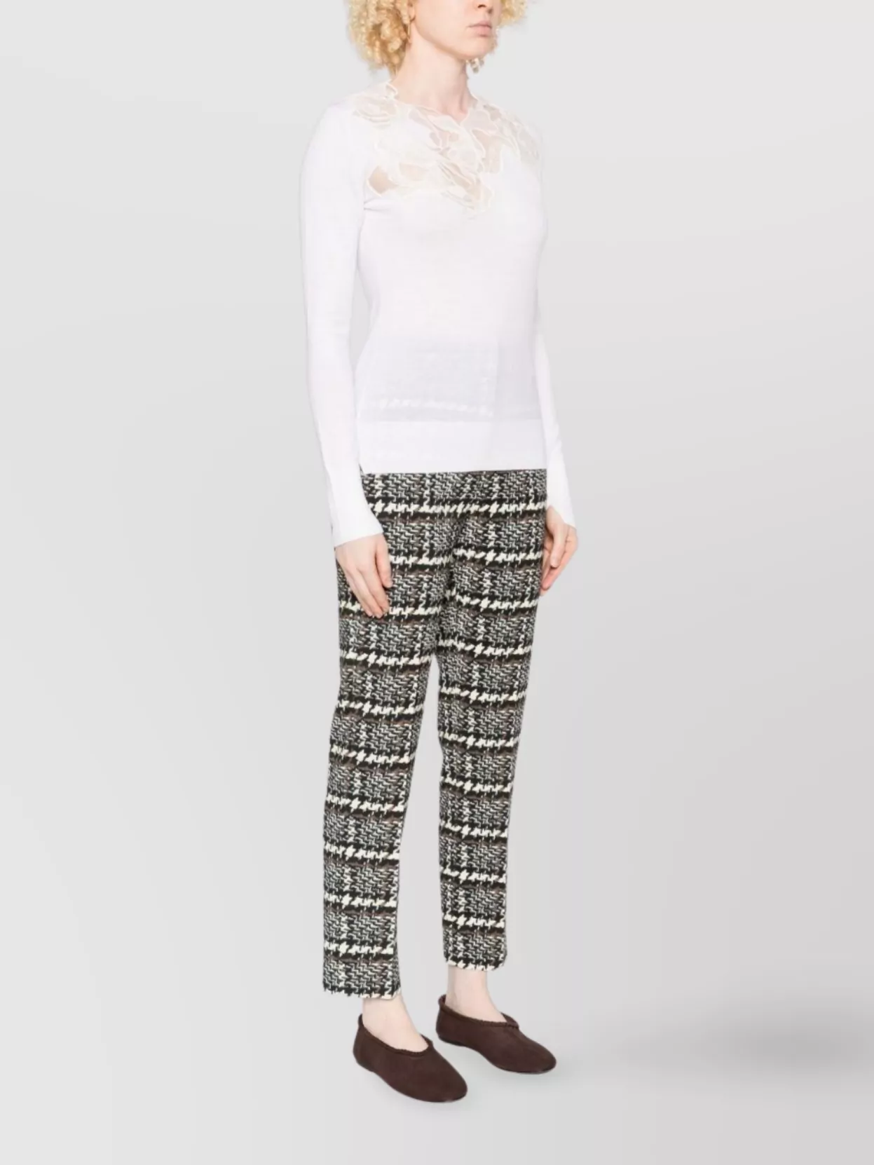 Ermanno Scervino Knit Sweater With Lace Neck Detail
