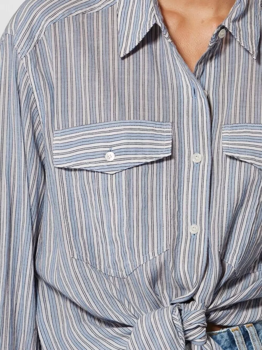 Isabel Marant Etoile Nath Striped Cotton Shirt Tie Front