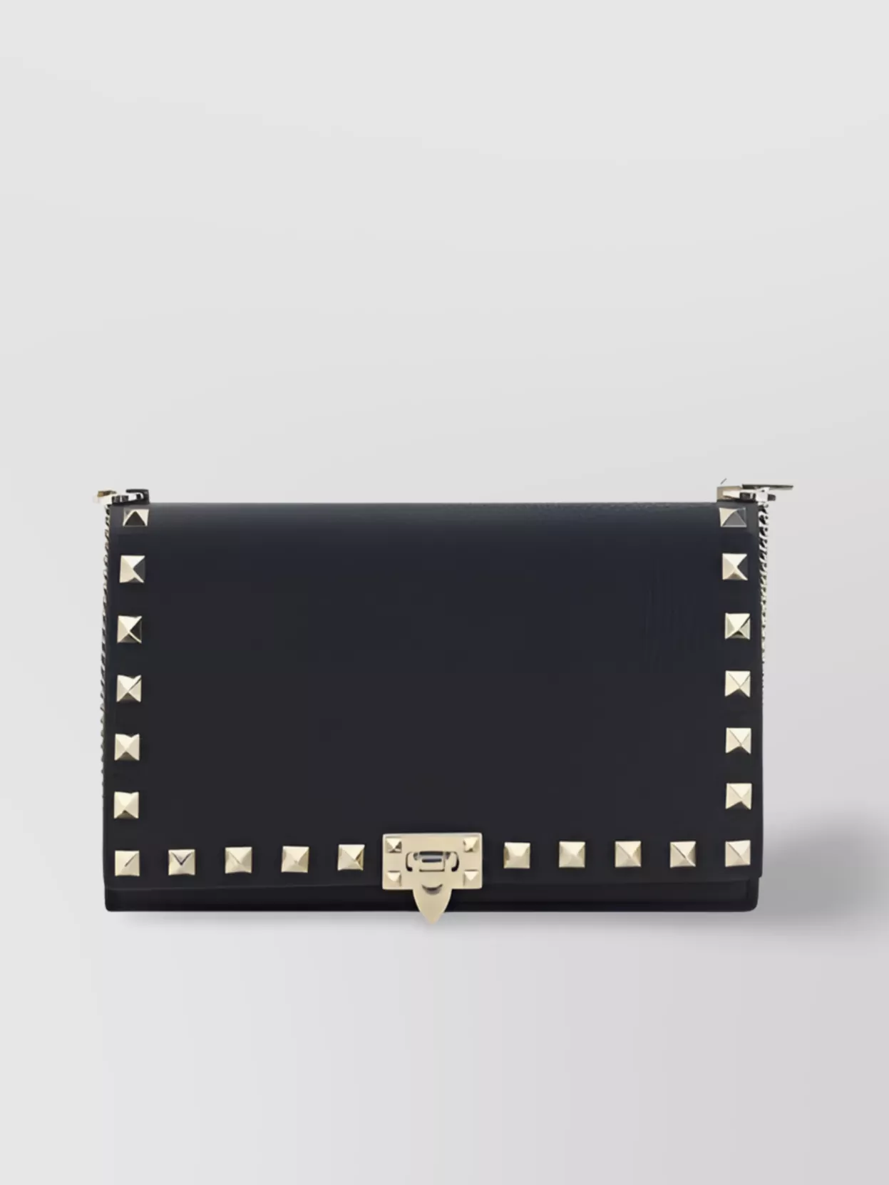 Valentino Garavani Rockstud Grained Leather Handbag Chain In Black