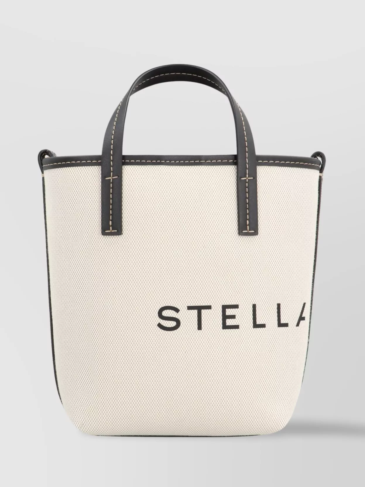 Stella Mccartney Leather Strap Canvas Tote Bag