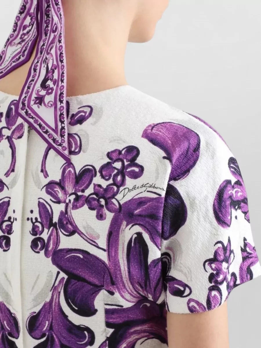 Dolce&Gabbana Short Dress Fitted Waist Floral Pattern