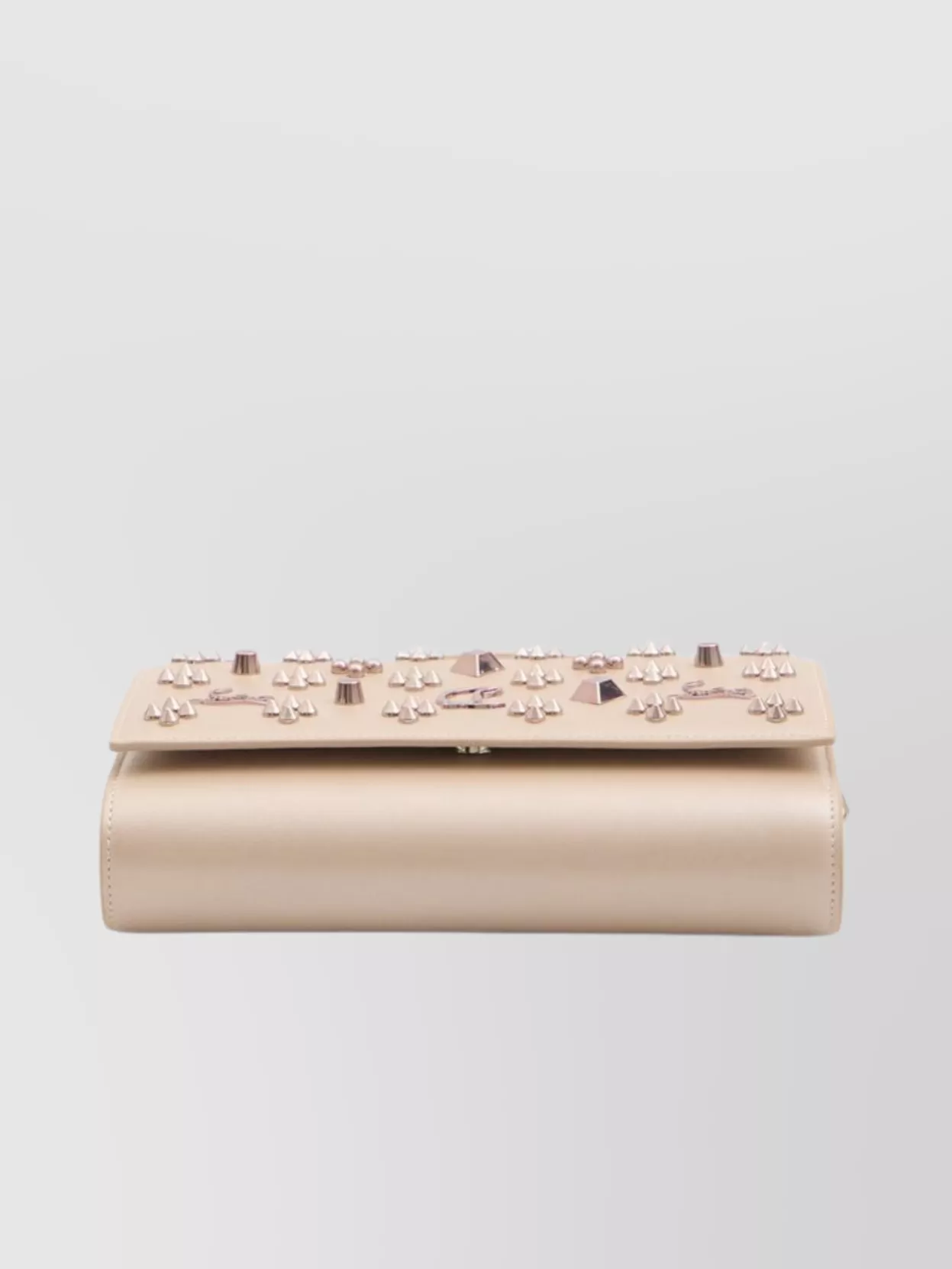 Christian Louboutin Pearl Nappa Leather Clutch With Rose Gold Studs