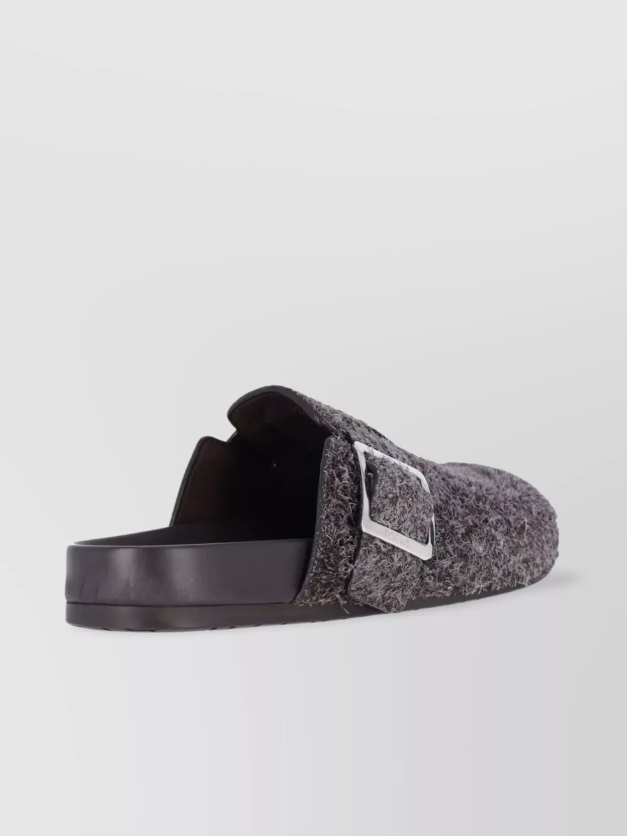 Loewe Buckle Detail Open Back Textured Finish Slippers