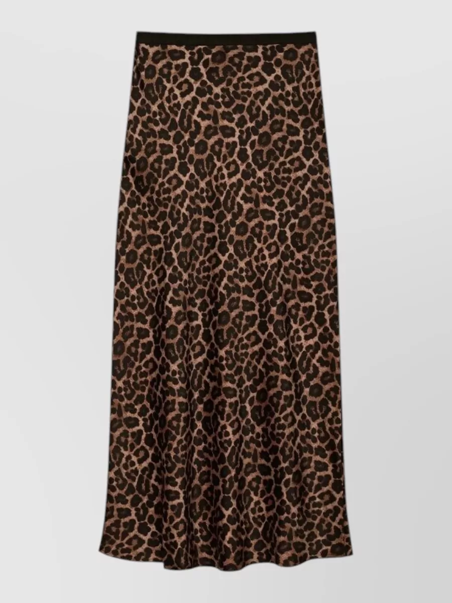 Anine Bing Silk Leopard-Print High-Waisted Skirt