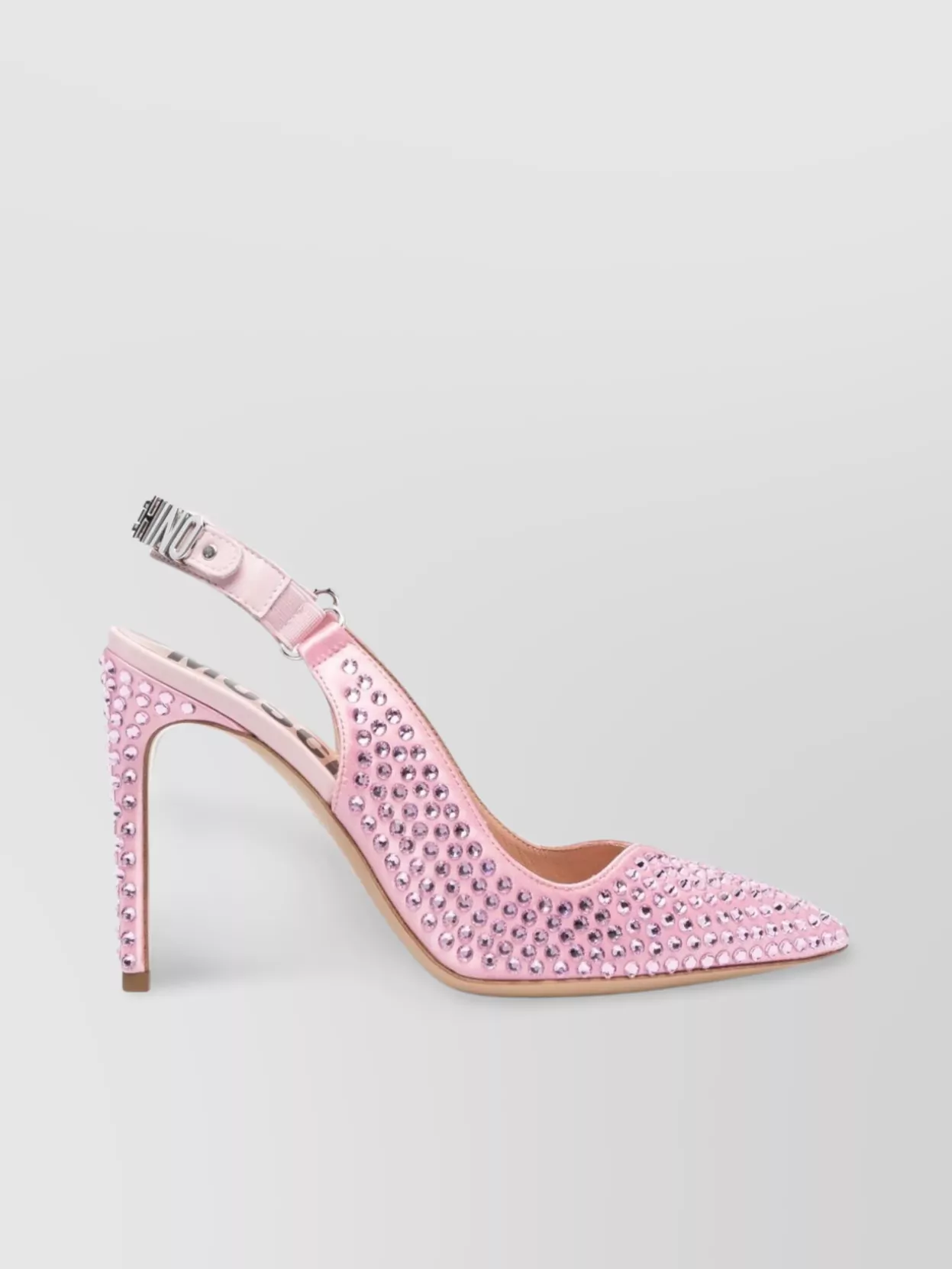 Shop Moschino Crystal Embellished Pointed Toe Stiletto Pump In Pastel