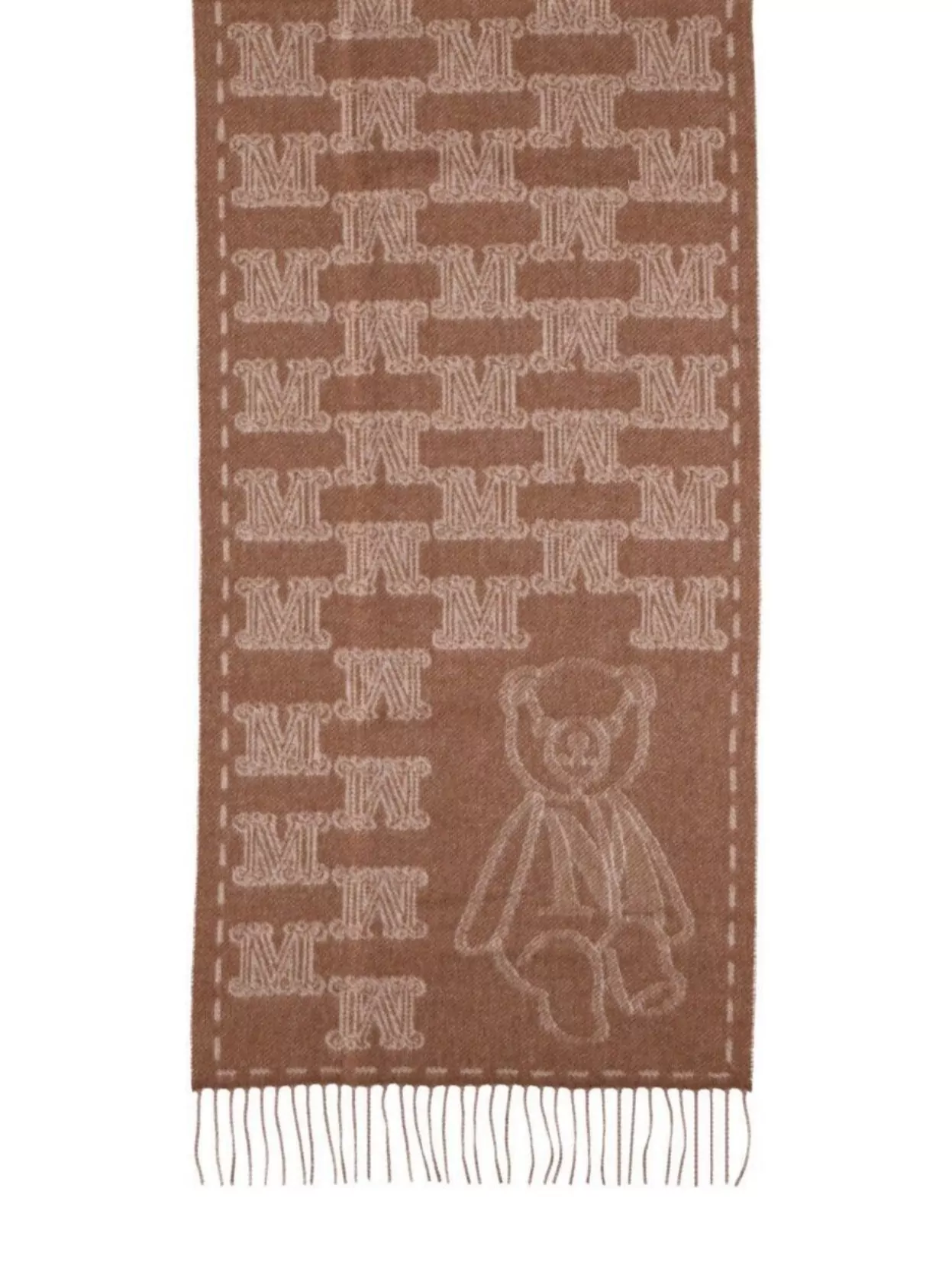 Max Mara Reversible Cashmere Scarf Fringe Detail In Brown