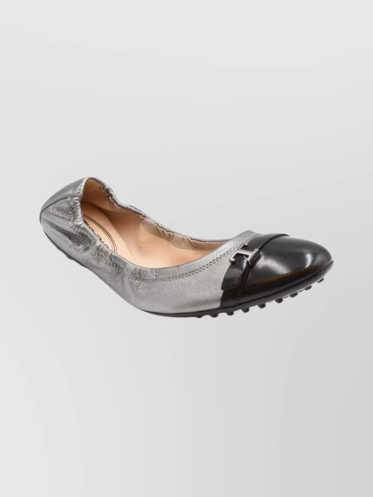 Tod's Cap Toe Metallic Loafers With Rubber Sole