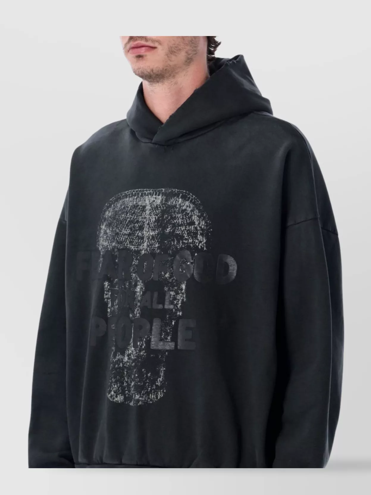 Fear Of God Panther Graphic Hooded Sweatshirt With Ribbed Cuffs In Black