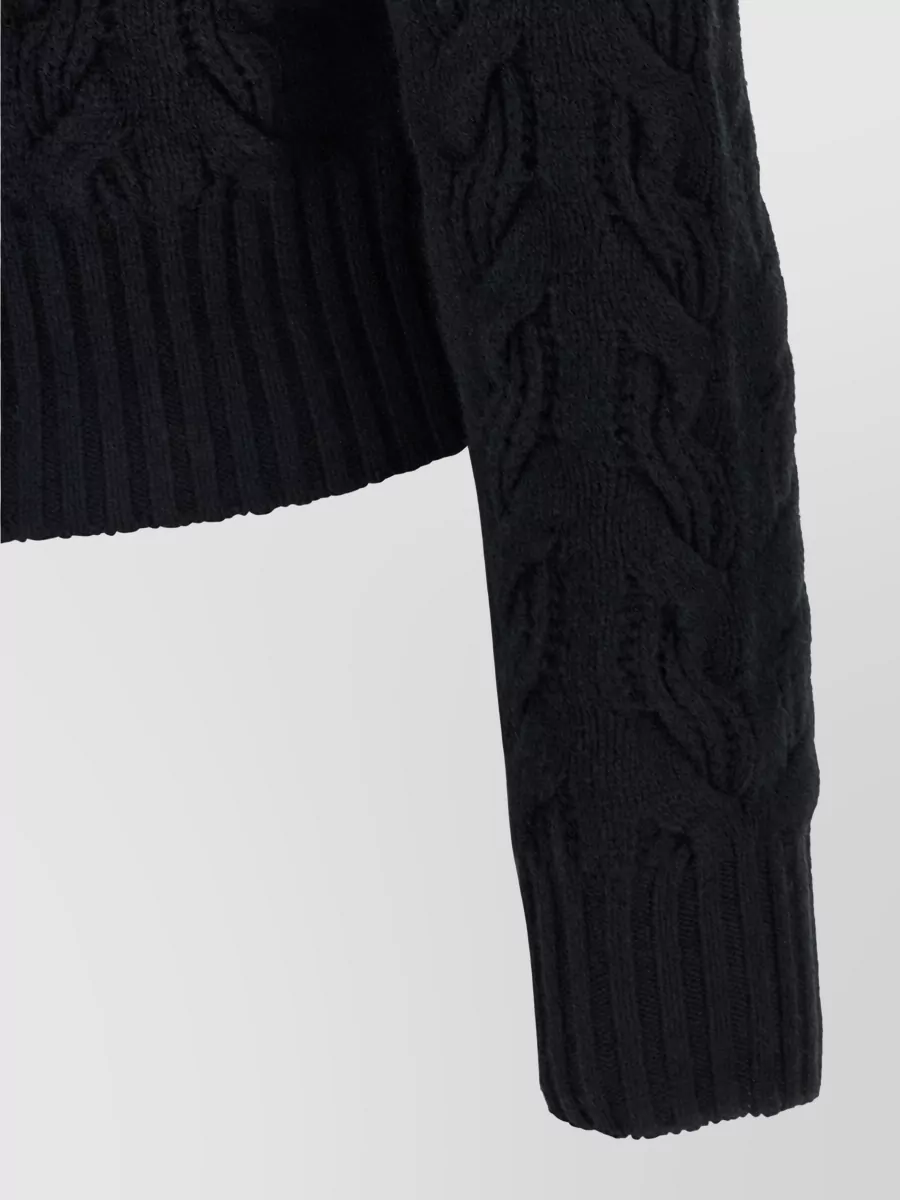 S Max Mara Cable-Knit Cashmere Wool Turtleneck Sweater