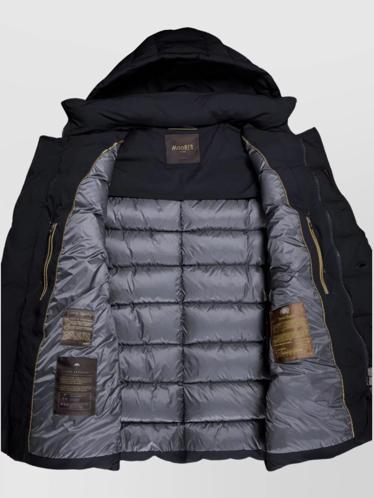 Moorer Quilted Hooded Long Jacket Button Padded