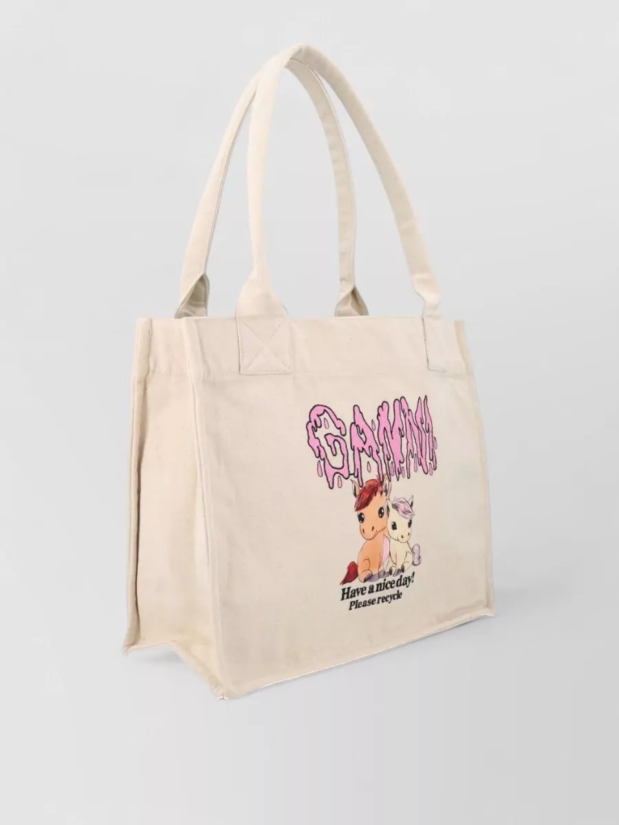 Ganni Na Recycled Cotton Printed Tote Bag