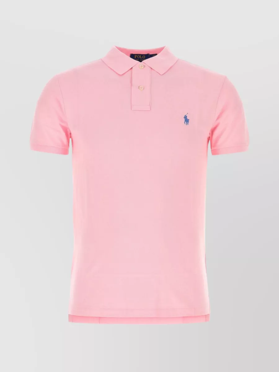 Shop Polo Ralph Lauren Hemline Slit Piquet Polo In Pink