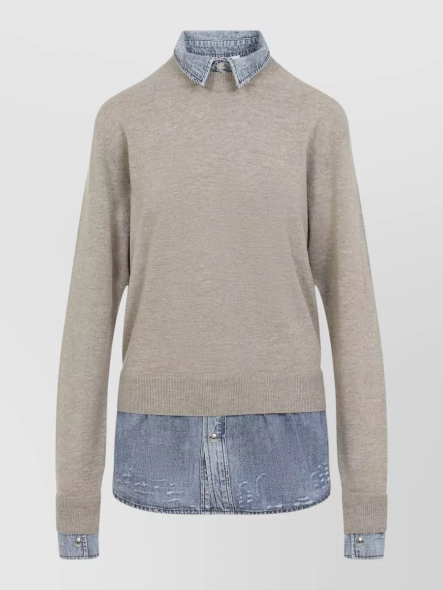 Acne Studios wool layered collar long-sleeve sweater