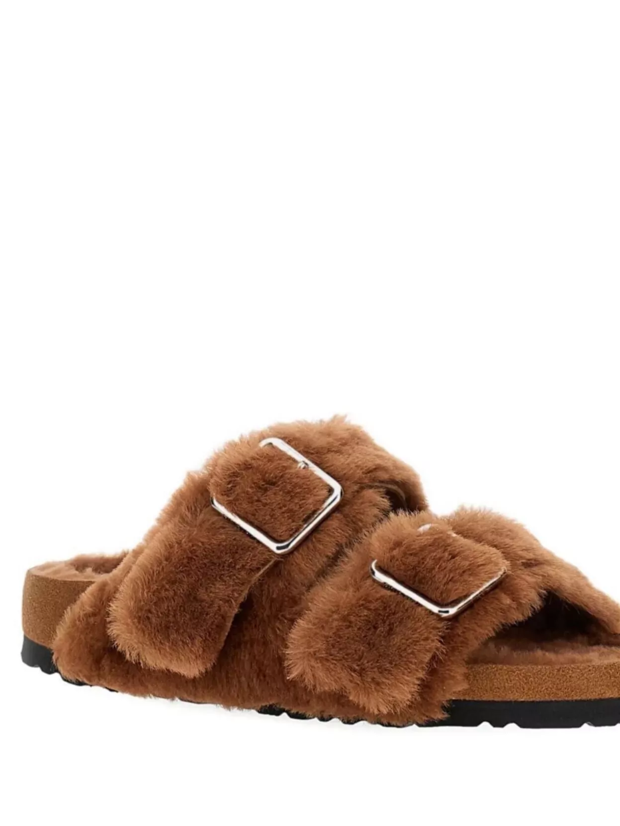 Birkenstock 1774 Soft Faux Fur Flat Sandals In Brown