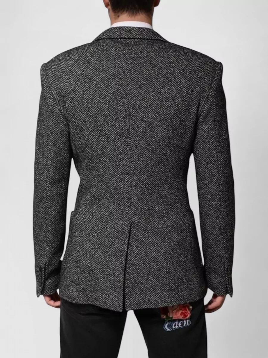 Dolce&Gabbana Wool Blend Herringbone Double-Breasted Blazer