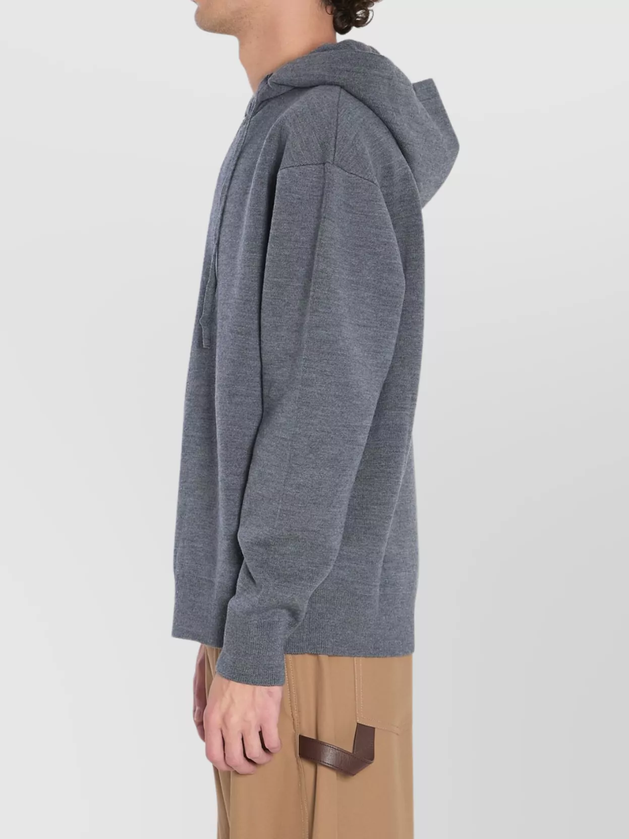 Loewe Anagram Zip Hoodie Featuring Drawstring Hood In Gray