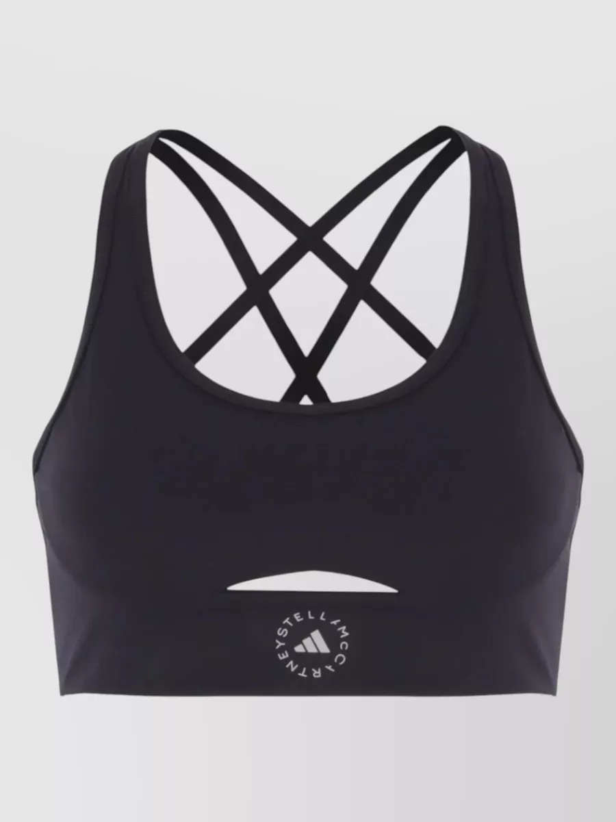 Adidas by Stella McCartney Logo-print cutout sports bra