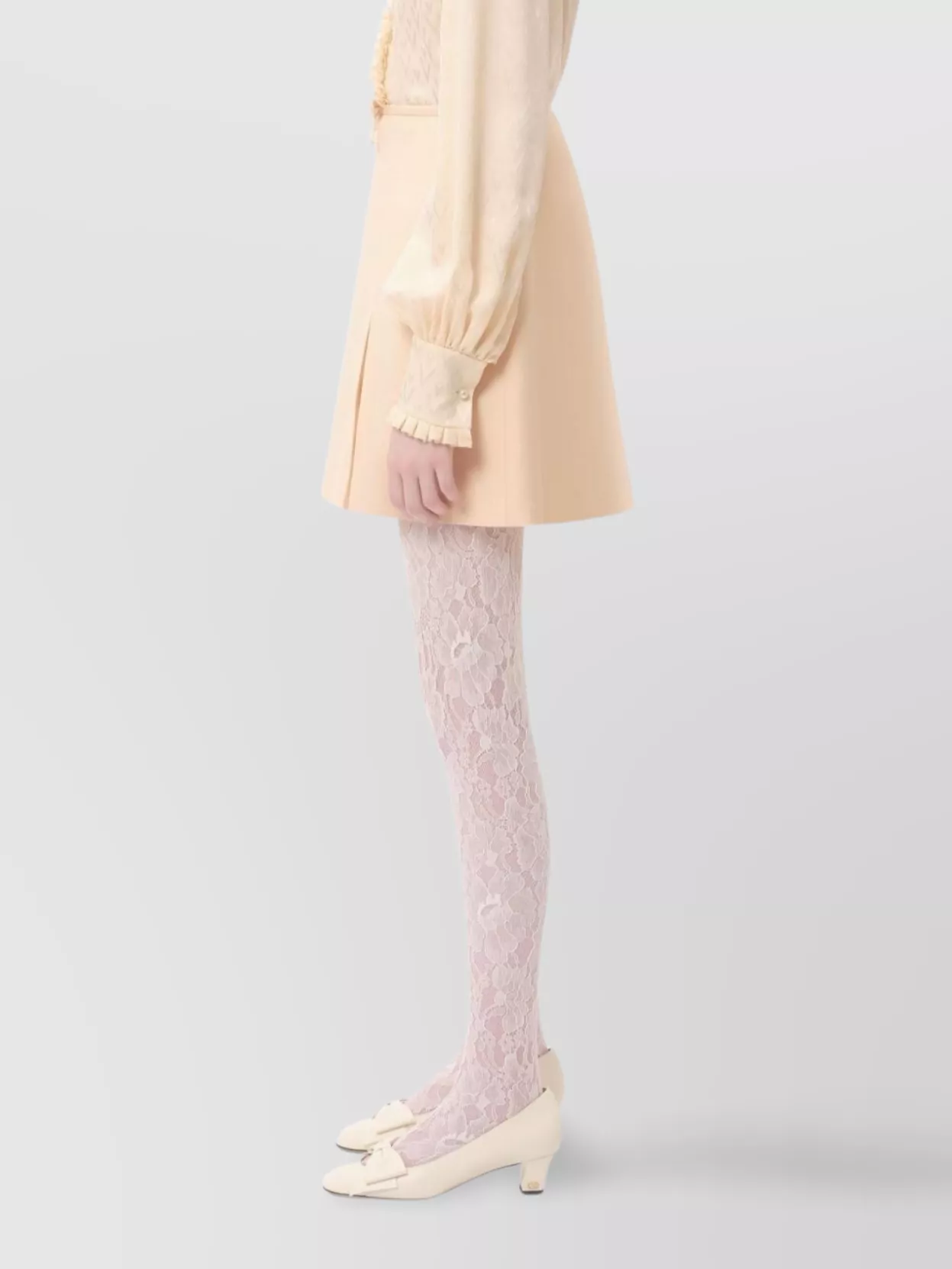 Shop Valentino Bow Detail Wool And Silk Blend Skirt