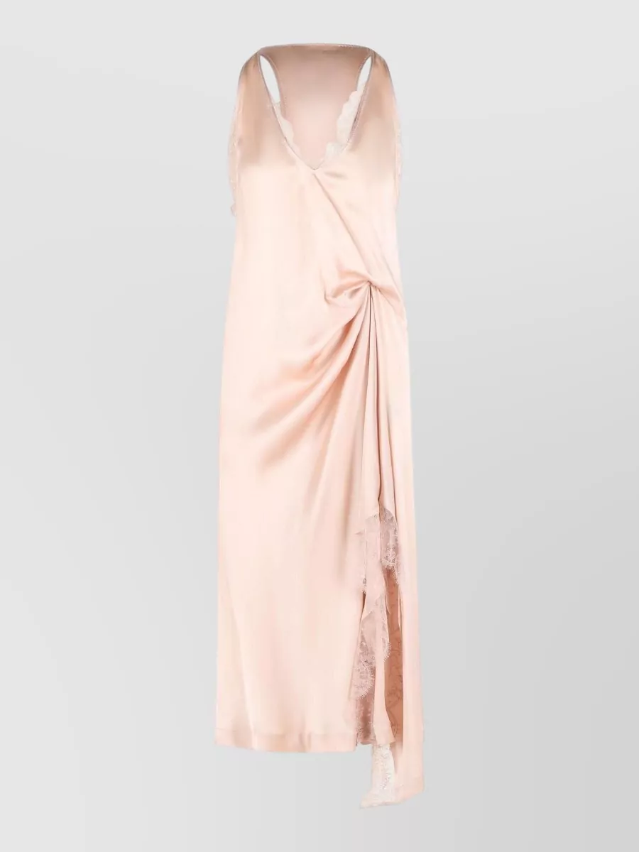 Maison Margiela silk blend lace asymmetric midi nightdress