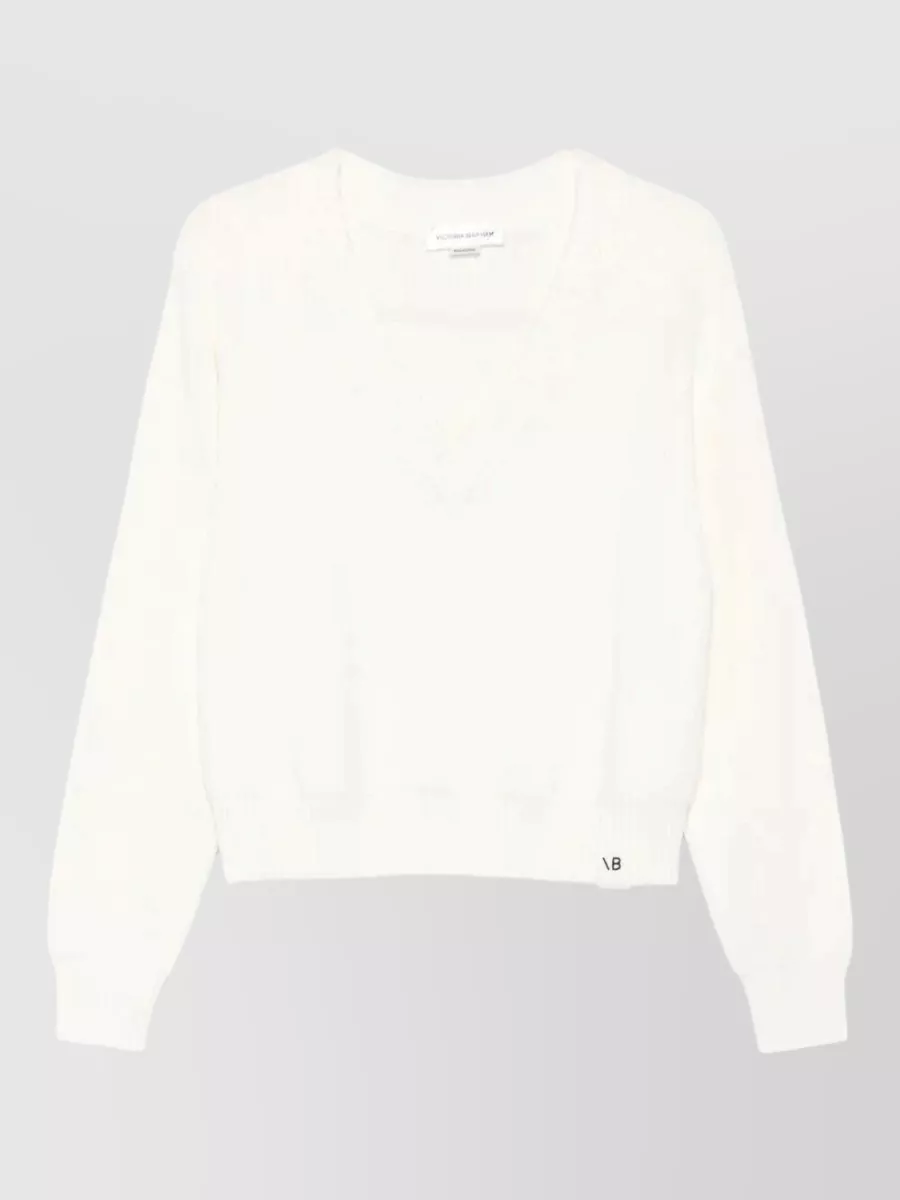 Victoria Beckham cotton relaxed-fit v-neck sweater