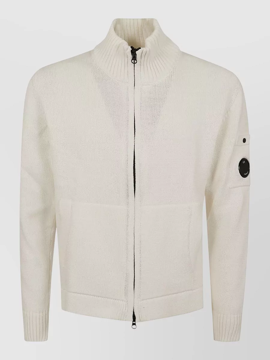 C.P. Company Cotton ribbed high-neck zip cardigan