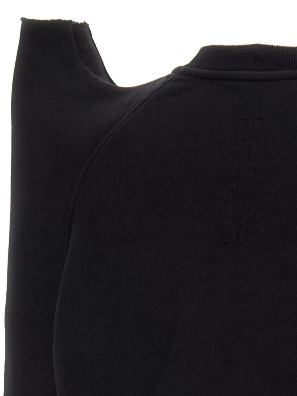 Rick Owens Drkshdw Crew Neck Cropped Sweatshirt With Unique Shoulder Detail In Black