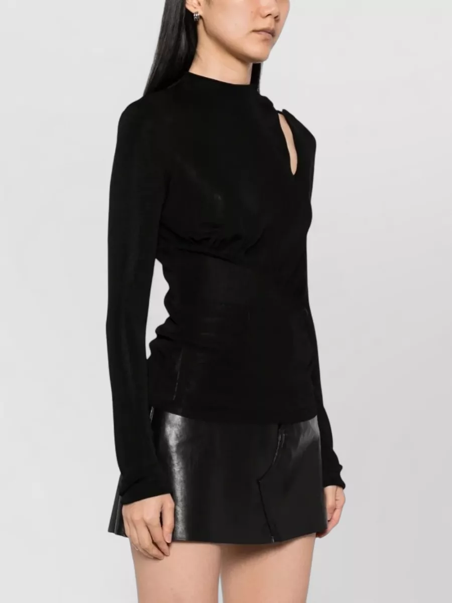 Self-Portrait Viscose High-Neck Cutout Blouse