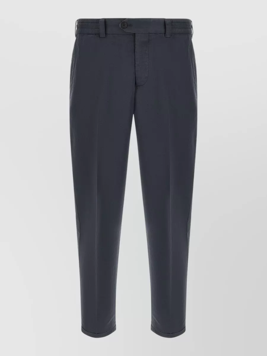 Pt Torino Linen cotton low-rise cropped straight-leg trousers