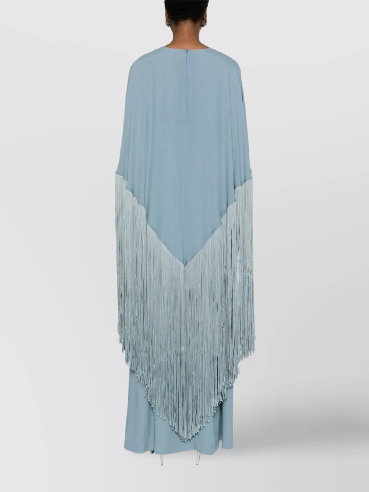 Shop Taller Marmo Long Kaftan With Cape Design And Fringe