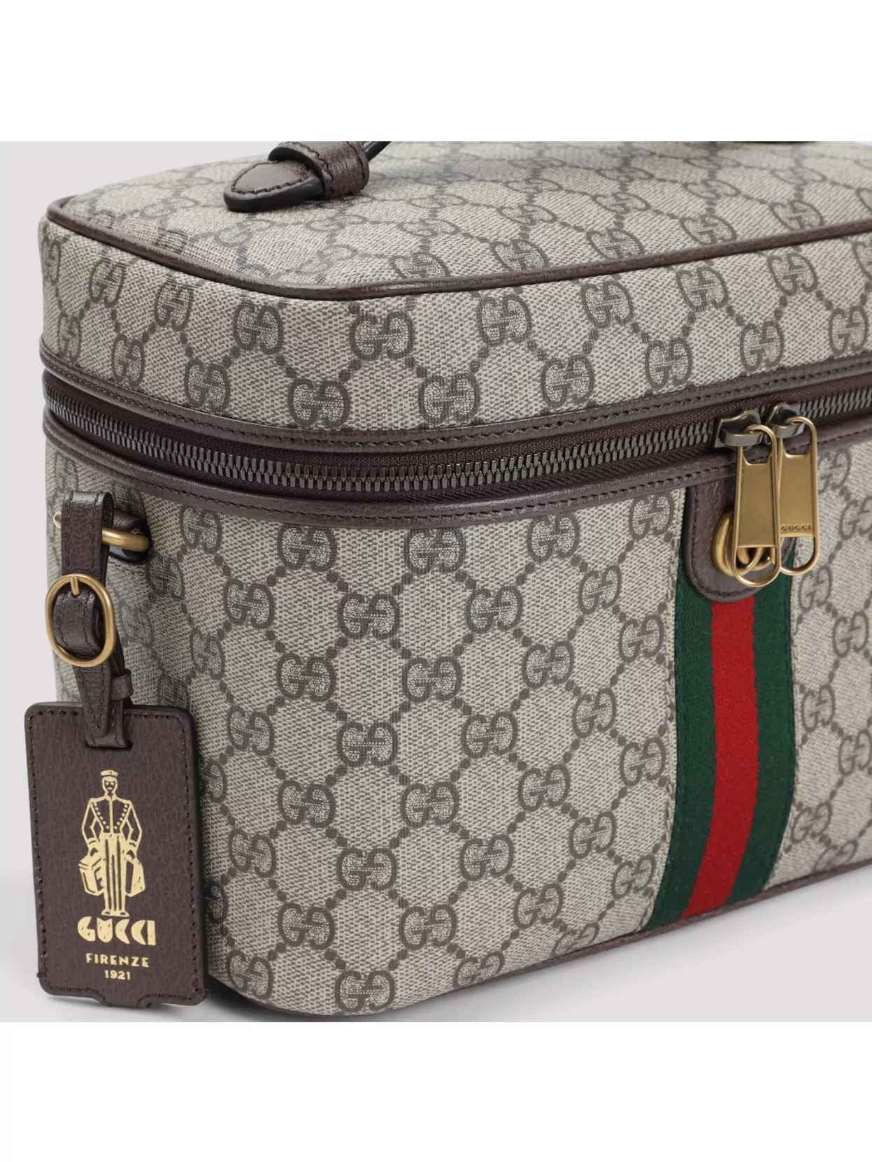 Gucci Structured Leather Clutch With Signature Gg Pattern