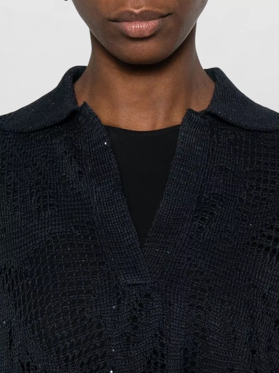 Brunello Cucinelli Linen Shirt Collared Knit Sheer 34 Sleeves